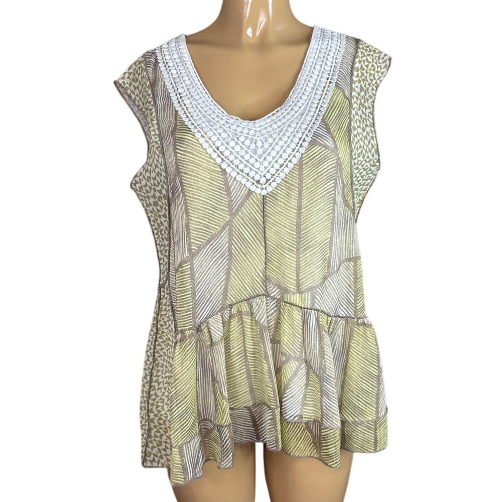 Anthropologie One September Lemon Balm Tank Top V-Neck SZ Small